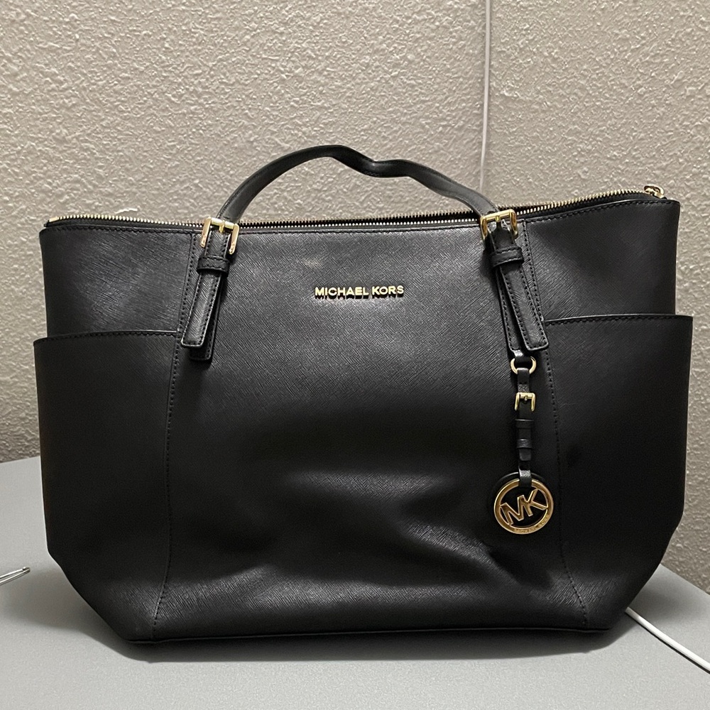 Michael Kors Black Tote with Gold Accents